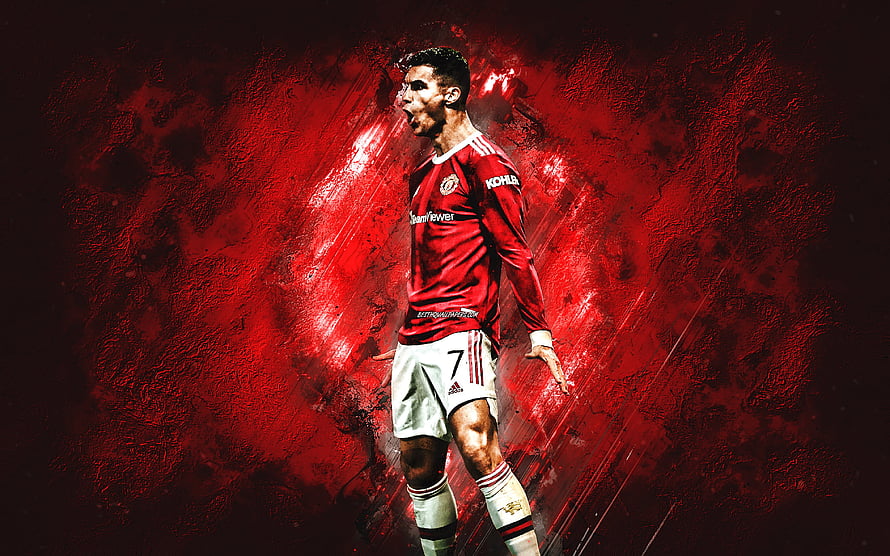 Cristiano Ronaldo Manchester United Goal Celebration Red Abstract Background HD wallpaper