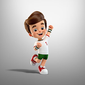3D Animated Boy Celebrating Victory in Sports Uniform HD phone wallpaper