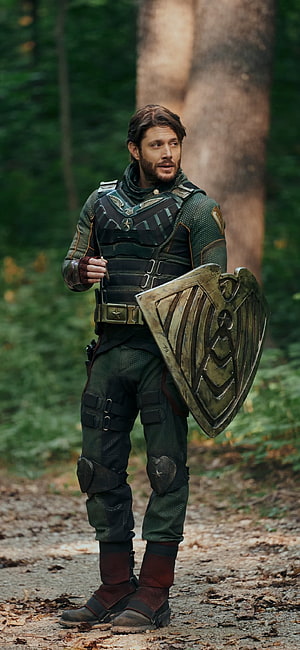 Bucky Barnes Winter Soldier in Green Tactical Suit Holding Shield in Forest HD phone wallpaper