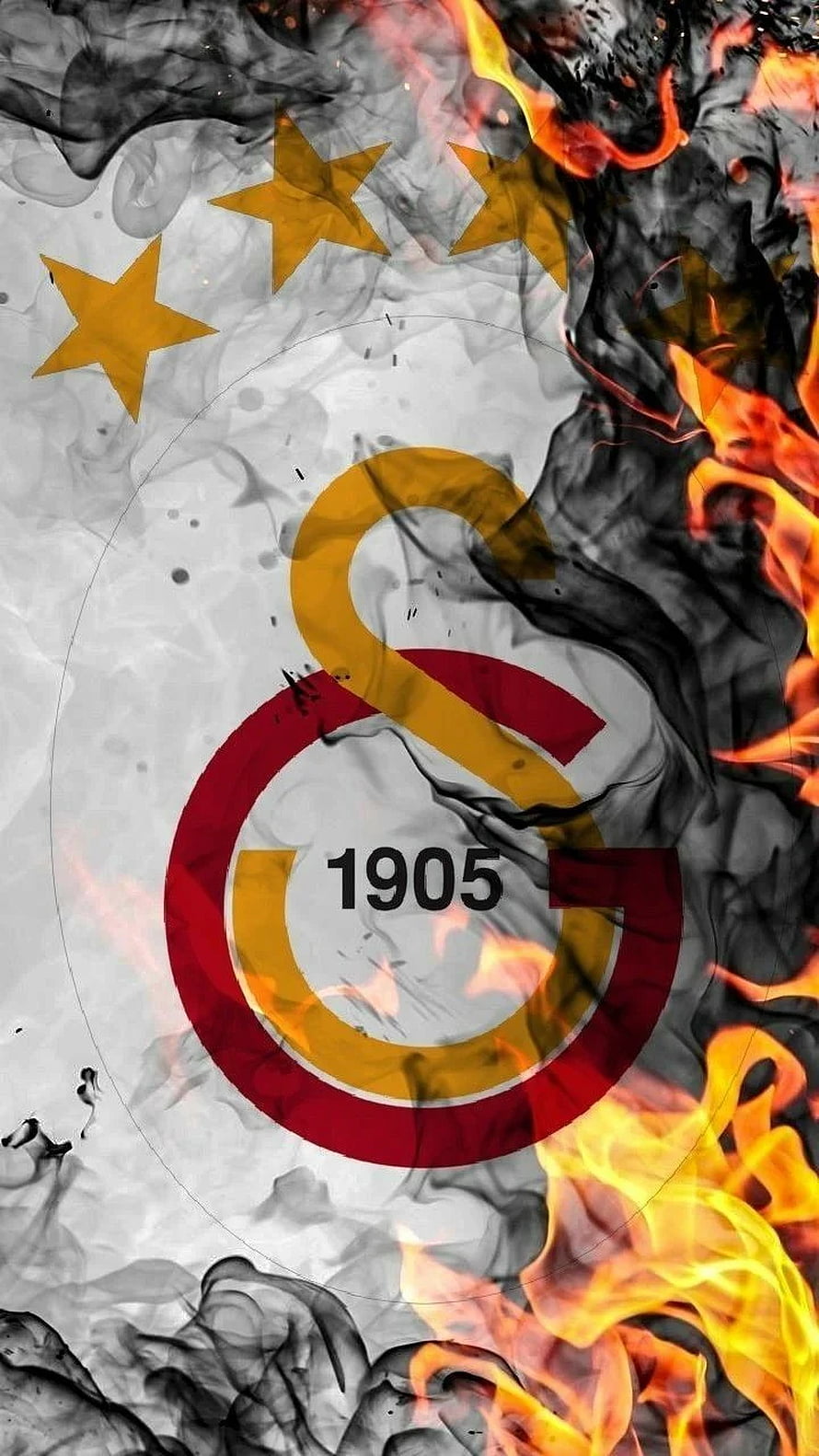 Galatasaray S.K. Logo with Flames and Smoke Background HD phone wallpaper
