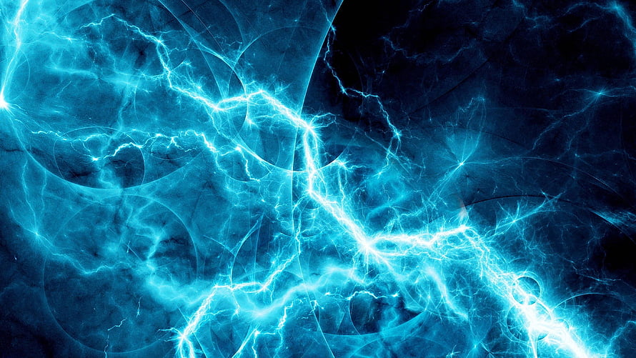 Electric Blue Lightning Bolts on Dark Background Abstract Energy Wallpaper HD wallpaper