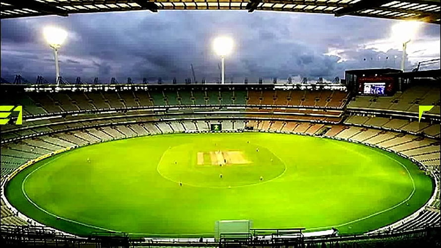 Eden Gardens Cricket Stadium Night View with Floodlights and Green Pitch HD wallpaper
