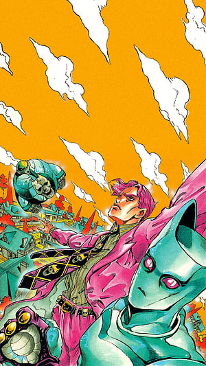 Jotaro Kujo and Star Platinum from JoJo's Bizarre Adventure Part 3 HD phone wallpaper