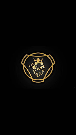 Scania Griffin Emblem in Gold on Black Background HD phone wallpaper