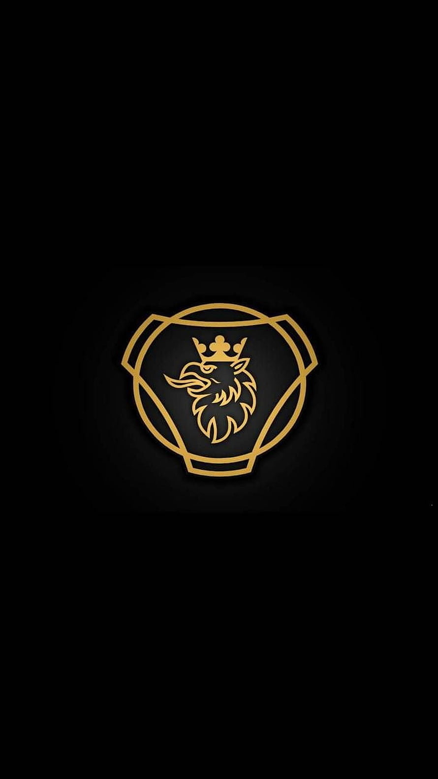 Scania Griffin Emblem in Gold on Black Background HD phone wallpaper