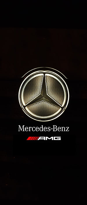 Mercedes-Benz AMG Logo Wallpaper - Sleek Silver Emblem on Dark Background HD phone wallpaper