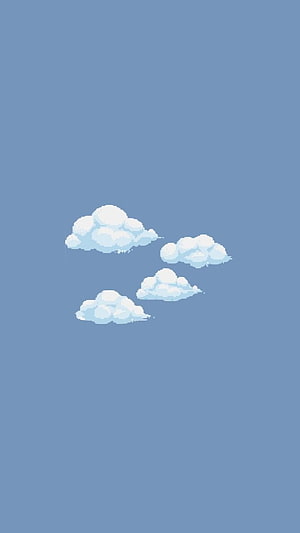 Pastel Pixel Art Clouds on Soft Blue Sky Minimalist Aesthetic Wallpaper HD phone wallpaper