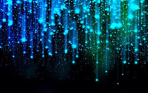 Abstract Blue and Green Glowing Particles Falling on Black Background HD wallpaper
