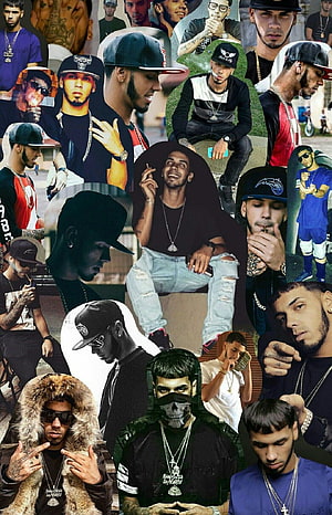 Anuel AA Hip Hop Artist Collage Wallpaper HD phone wallpaper