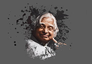 APJ Abdul Kalam Digital Portrait with Ink Splatter Art Style HD wallpaper