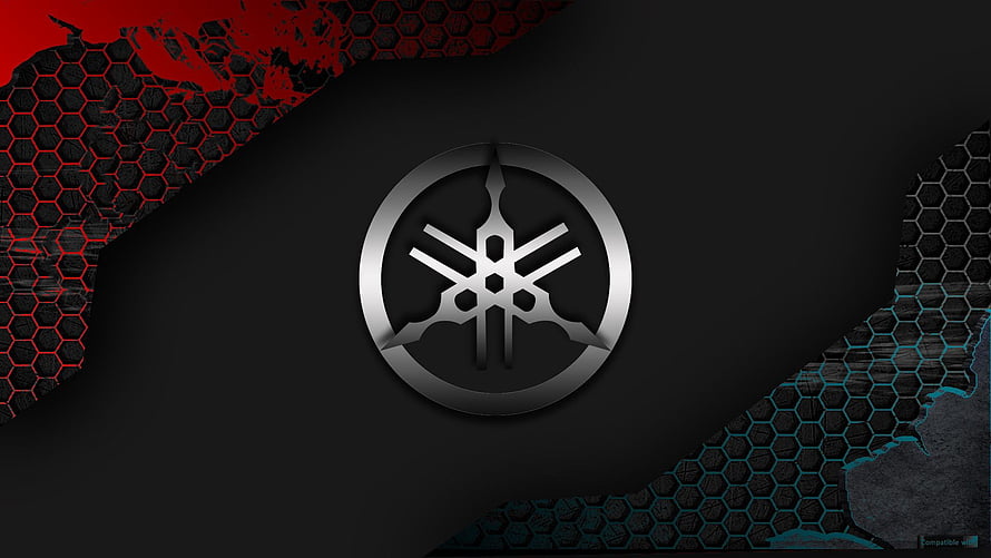 Yamaha Tuning Logo Wallpaper with Red and Blue Honeycomb Mesh Background HD wallpaper