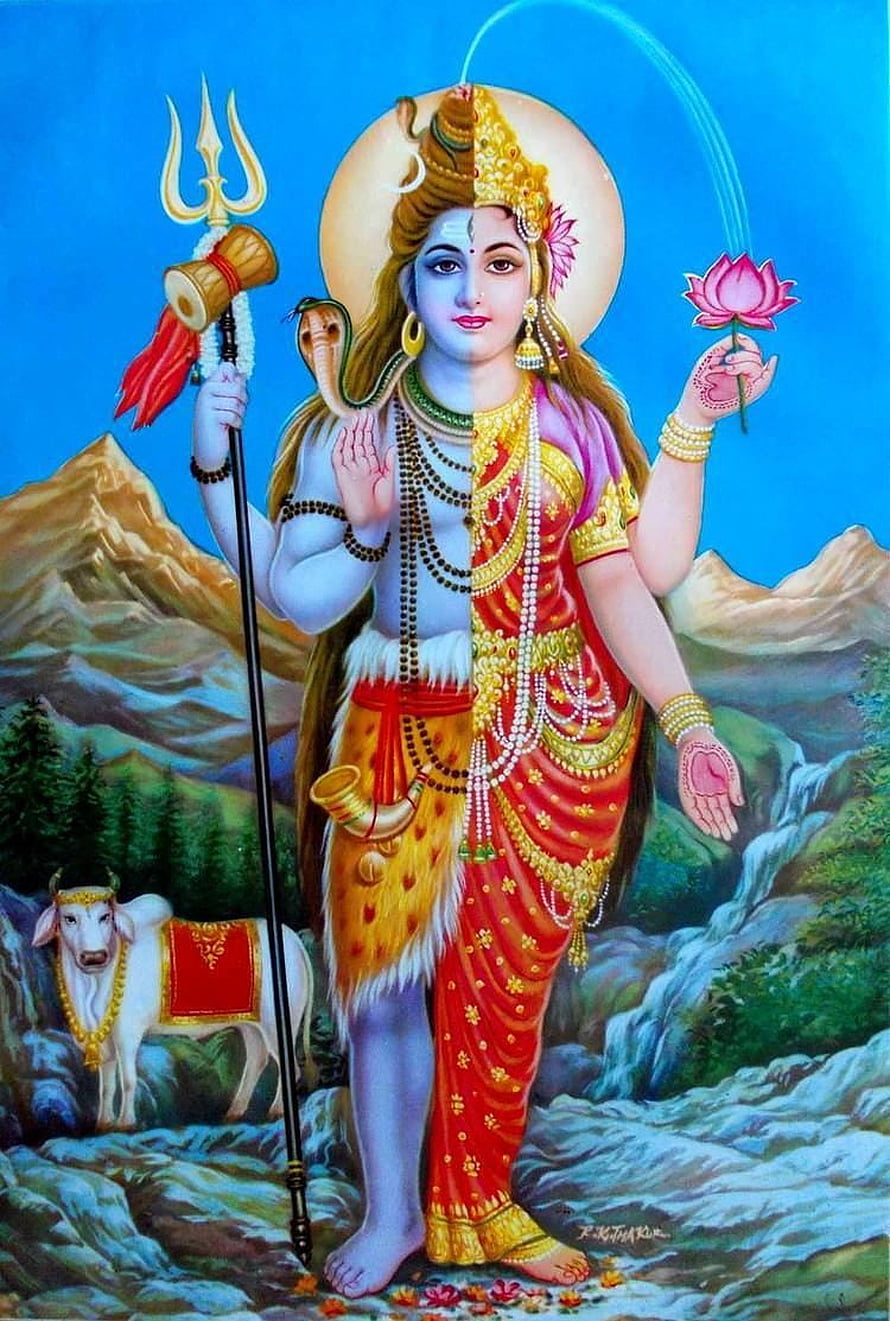 Ardhanarishvara Shiva and Parvati Hindu Deity Wallpaper HD phone wallpaper