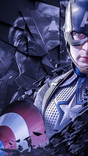 Captain America Breaking Through Shattered Glass With Shield HD phone wallpaper