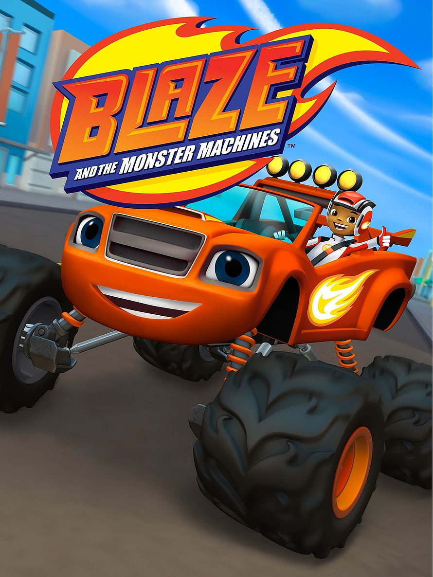 Blaze and the Monster Machines Animated Orange Monster Truck with Driver HD phone wallpaper