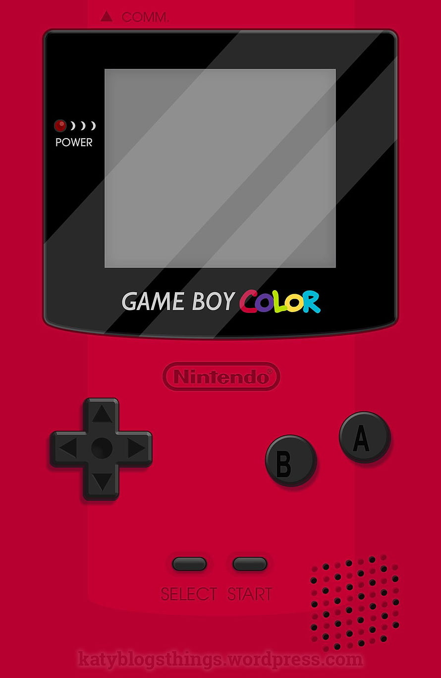Red Nintendo Game Boy Color Handheld Console Front View Illustration HD phone wallpaper