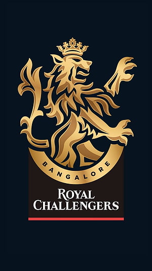 Royal Challengers Bengaluru Official Crest with Golden Lion Emblem on Dark Background HD phone wallpaper