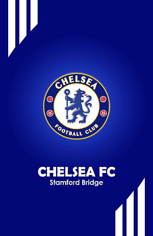 Chelsea FC Crest and Stamford Bridge Text on Royal Blue Background HD phone wallpaper