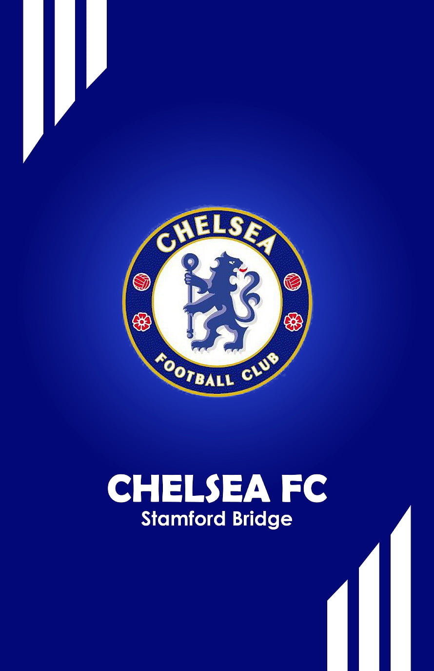 Chelsea FC Crest and Stamford Bridge Text on Royal Blue Background HD phone wallpaper