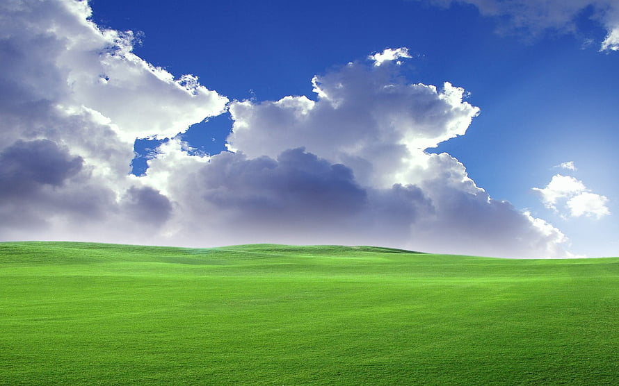 Windows XP Bliss Wallpaper - Green Rolling Hills and Blue Sky with Clouds HD wallpaper