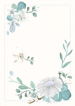 Delicate Watercolor Floral Border with White Lilies and Sage Green Leaves HD phone wallpaper