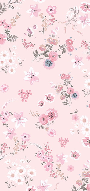 Soft Pink Watercolor Floral Pattern with Delicate Botanical Illustrations HD phone wallpaper
