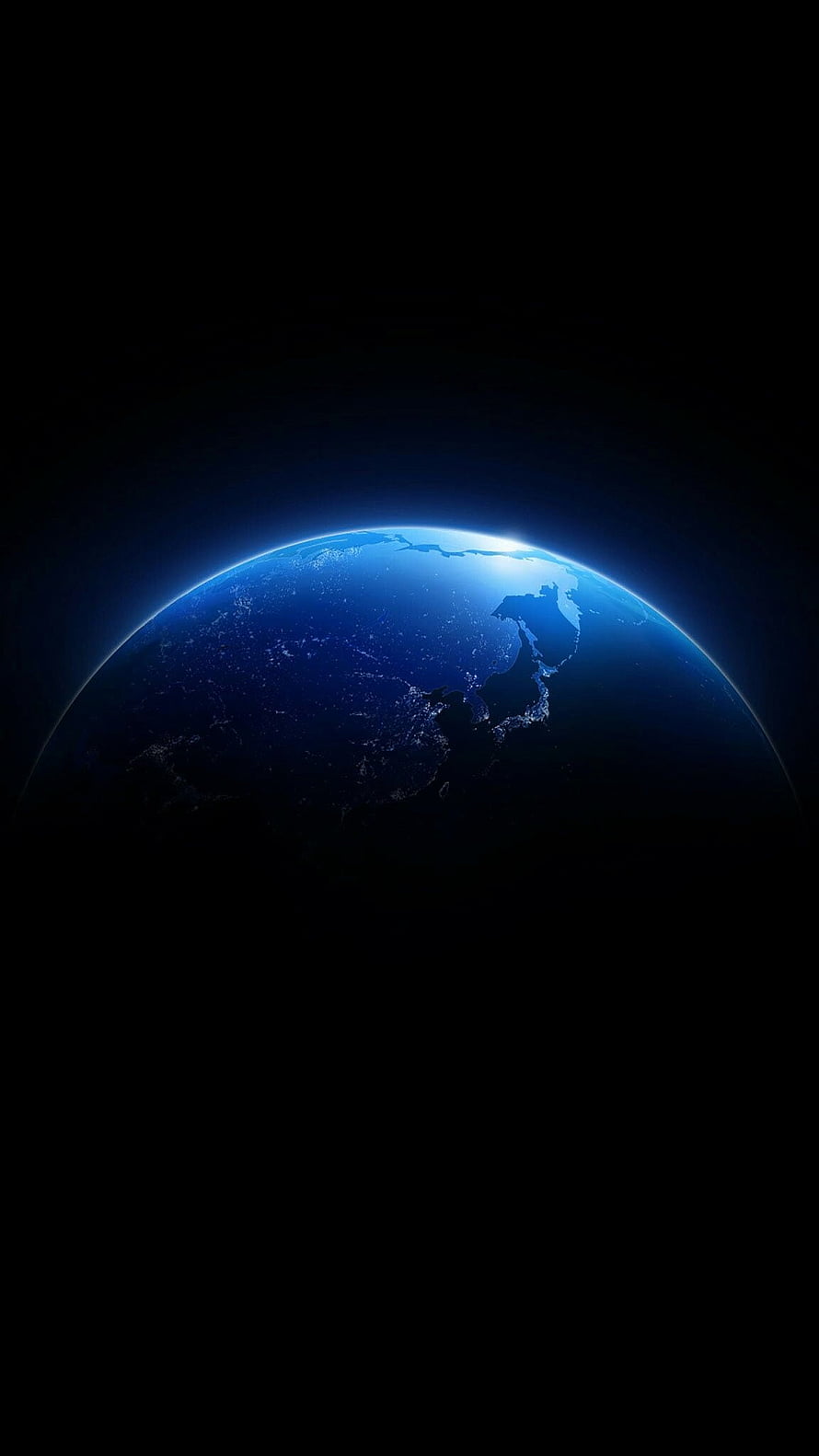 Earth at Night from Space with Glowing City Lights and Blue Atmosphere HD phone wallpaper