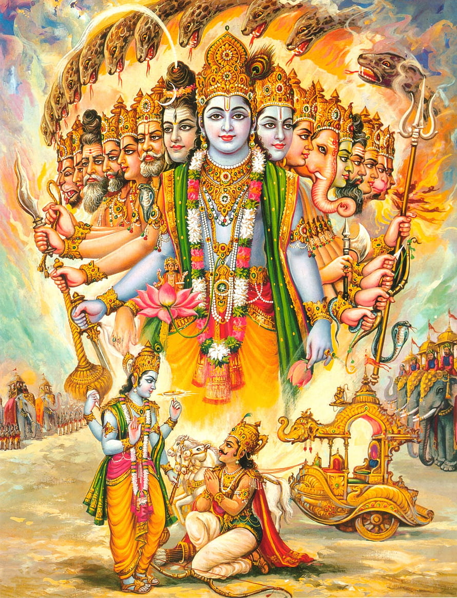 Vishnu Sahasranama Illustration with Krishna and Arjuna HD phone wallpaper