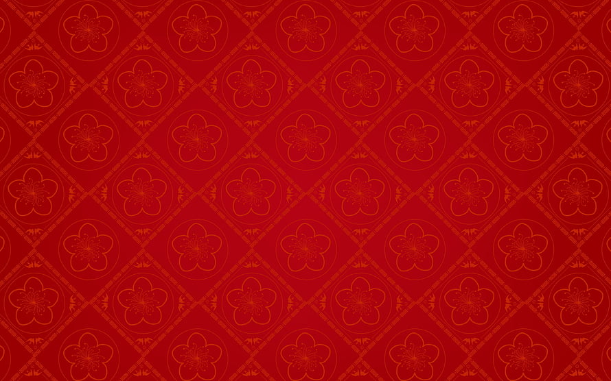 Traditional Chinese Red Floral Lattice Pattern with Diamond Grid Motif HD wallpaper