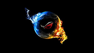 Asus ROG Logo on a Fiery and Electric Planet Against a Black Background HD wallpaper