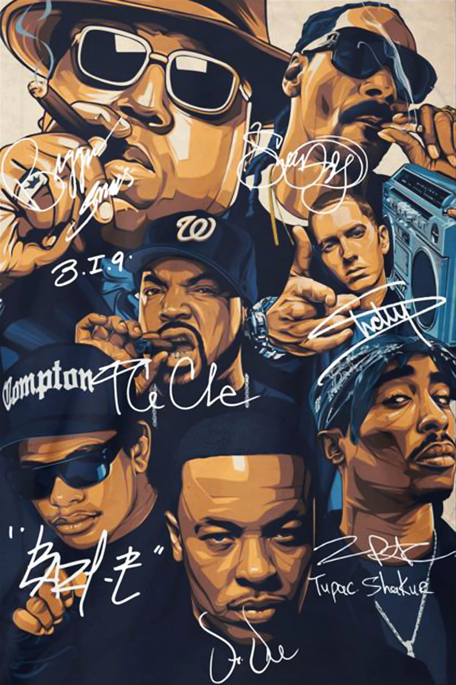 Tribute to Hip Hop Legends: Tupac, Biggie, Dr. Dre, Snoop Dogg, and Eminem HD phone wallpaper