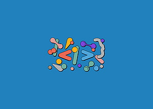 Colorful Abstract Geometric Shapes on Solid Blue Background HD wallpaper