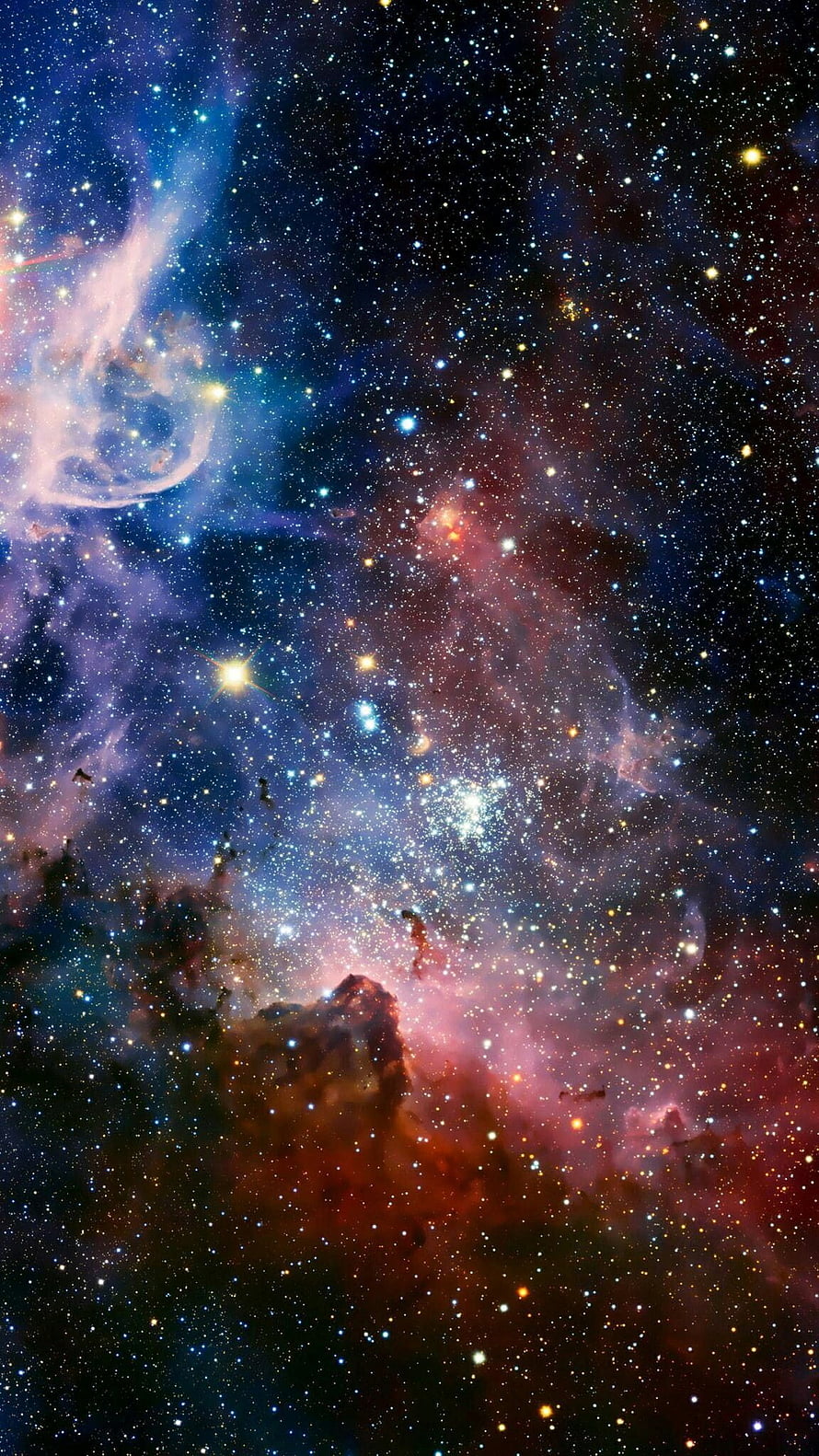 Stunning Deep Space Nebula with Colorful Cosmic Dust and Star Clusters HD phone wallpaper