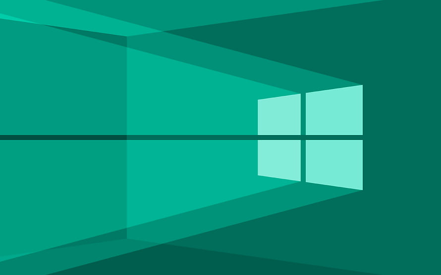 Windows 10 Turquoise Geometric Logo on Abstract Minimalist Background HD wallpaper