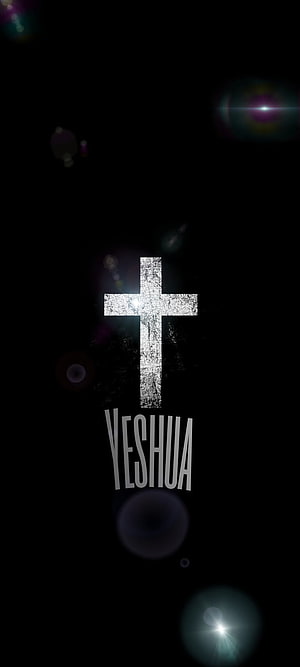 Yeshua Christian Cross Wallpaper With Glowing Light Flares On Black Background HD phone wallpaper