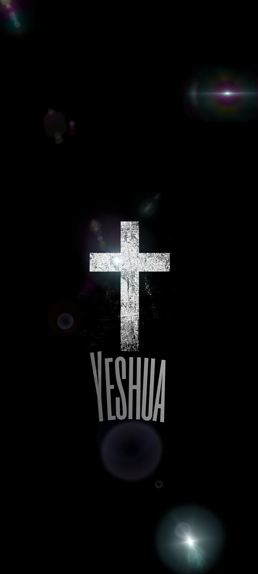 Yeshua Christian Cross Wallpaper With Glowing Light Flares On Black Background HD phone wallpaper