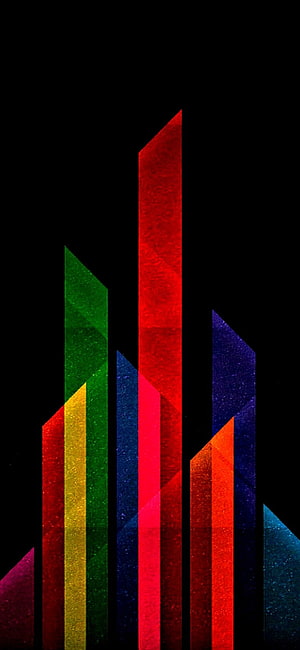 Abstract Geometric Vertical Stripes in Vibrant Colors on Black Background HD phone wallpaper