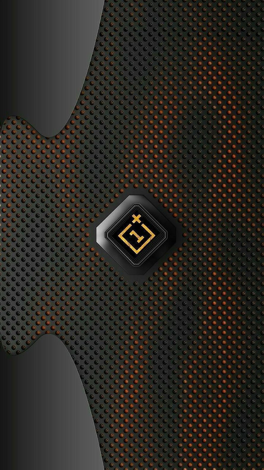 OnePlus Logo on Dark Perforated Metal Background with Orange Accents HD phone wallpaper