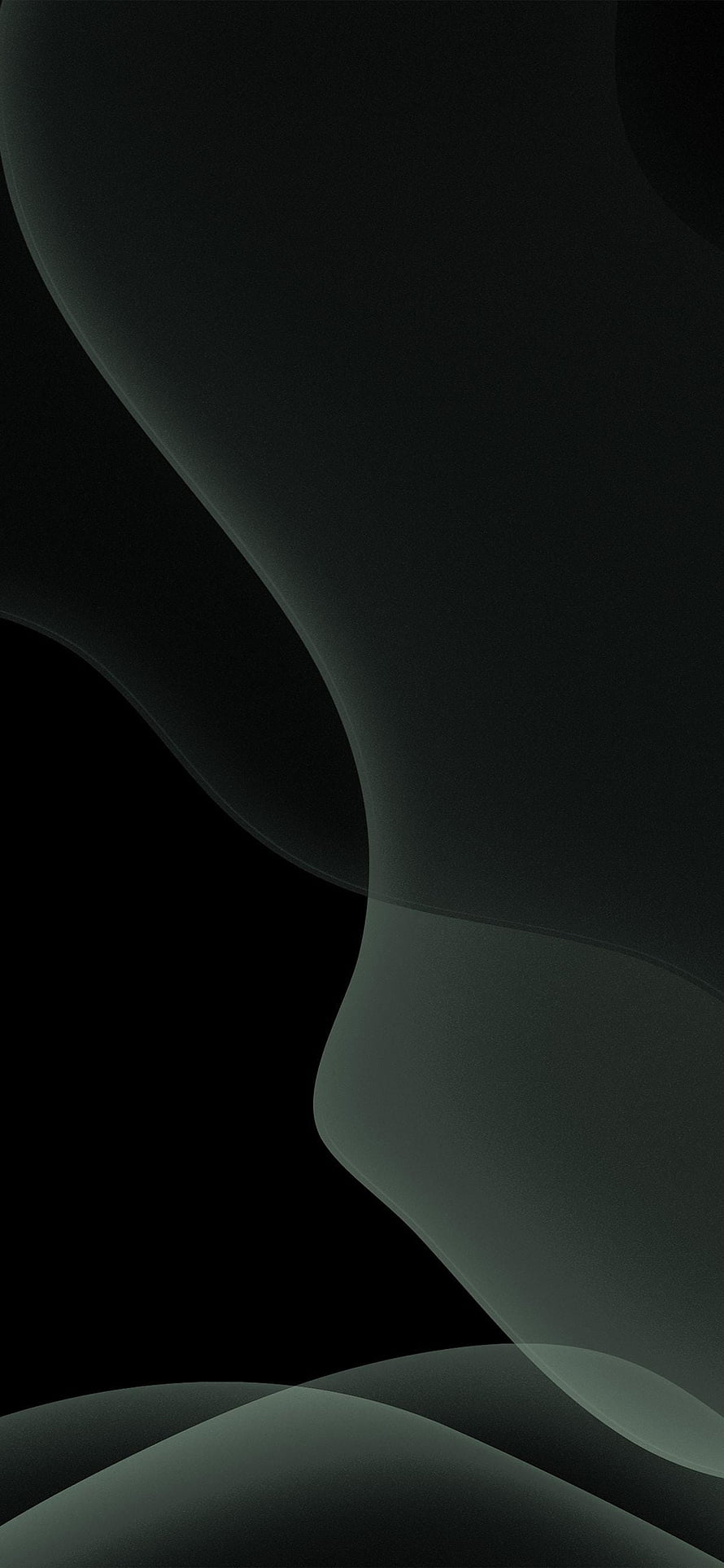 Abstract Dark Green Wavy Shapes on Black Background HD phone wallpaper