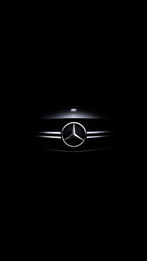 Mercedes-Benz Grille Emblem Illuminated Against a Dark Background HD phone wallpaper
