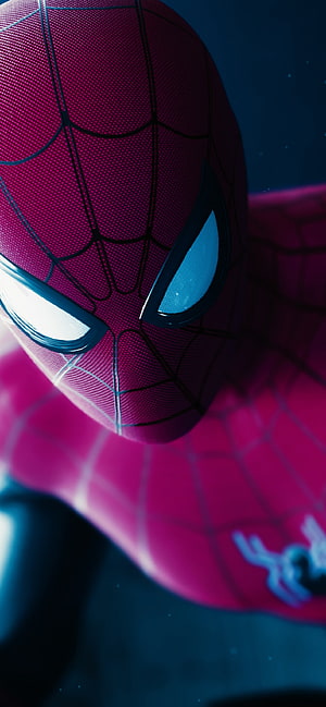 Spider-Man Close-Up Portrait in Red and Blue Suit with Glowing White Eyes, Spider Man , Marvel Superheroes, Graphics CGI, Spiderman Amoled HD phone wallpaper