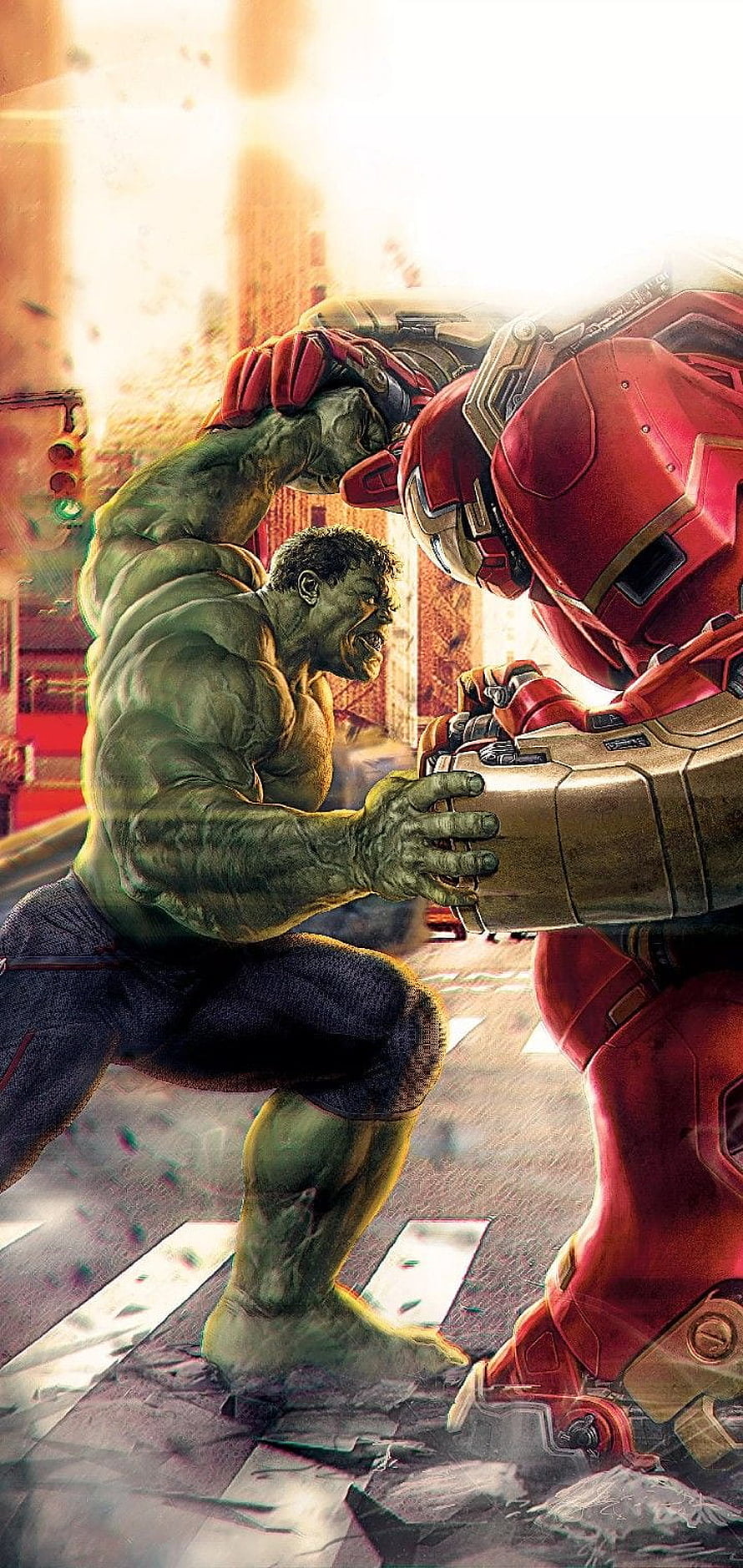 Hulk vs Hulkbuster Armor in Epic Marvel Cinematic Universe Battle HD phone wallpaper