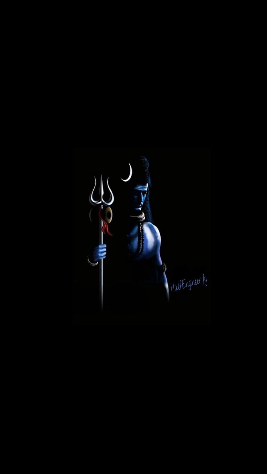 Blue Skinned Hindu God Shiva Holding Trishul Trident In Dark Background HD phone wallpaper