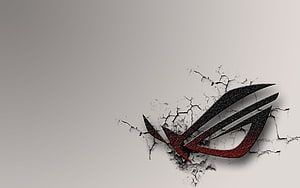 Asus ROG Logo on Cracked Concrete Wall with Red and Black Accents HD wallpaper