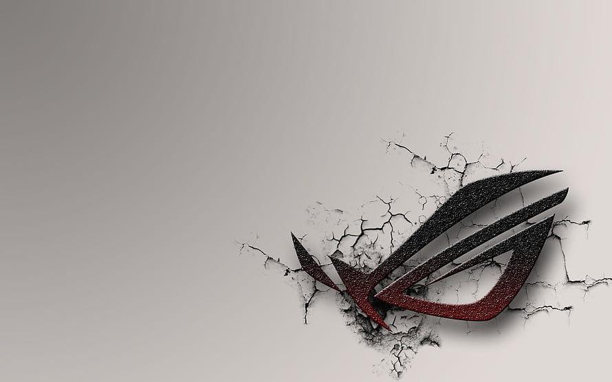 Asus ROG Logo on Cracked Concrete Wall with Red and Black Accents HD wallpaper