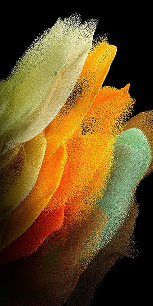Abstract Colorful Sand Art With Yellow Orange And Green Layers On Black Background HD phone wallpaper