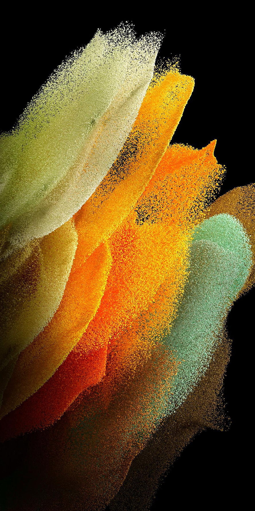 Abstract Colorful Sand Art With Yellow Orange And Green Layers On Black Background HD phone wallpaper