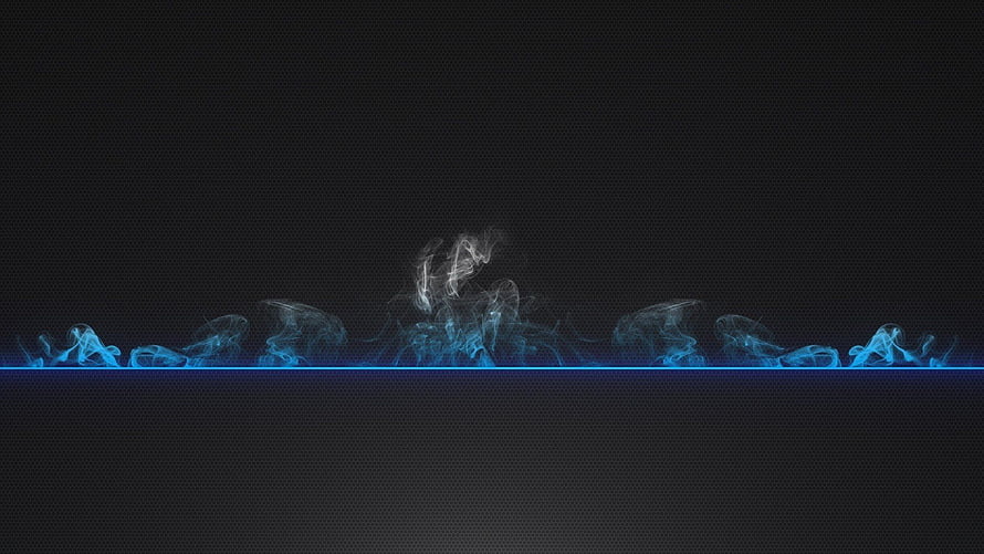 Abstract Blue Smoke Rising from a Glowing Horizontal Line on a Dark Background HD wallpaper