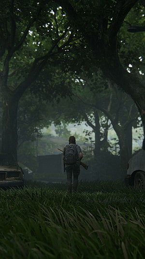 The Last of Us Ellie Walking Through Overgrown Forest Path HD phone wallpaper