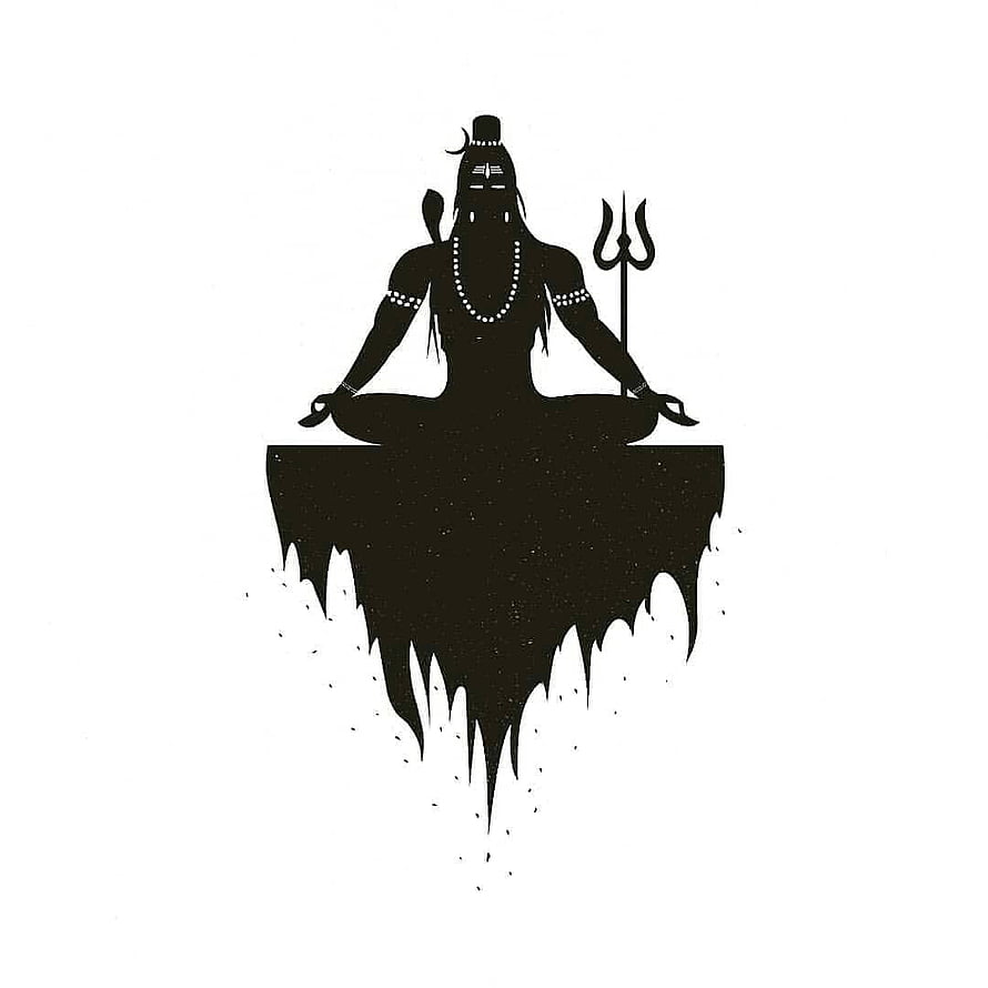Lord Shiva Meditating Silhouette with Trishula and Rudraksha Beads HD phone wallpaper