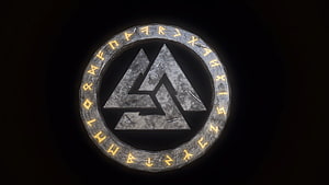 Viking Valknut Symbol with Runes on Dark Background HD wallpaper